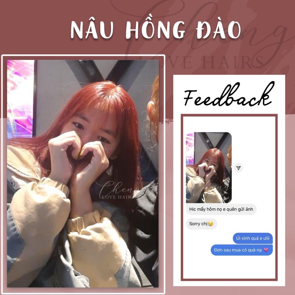 Nhuộm Tóc Màu NÂU HỒNG ĐÀO Không Tẩy (Giá sỉ)