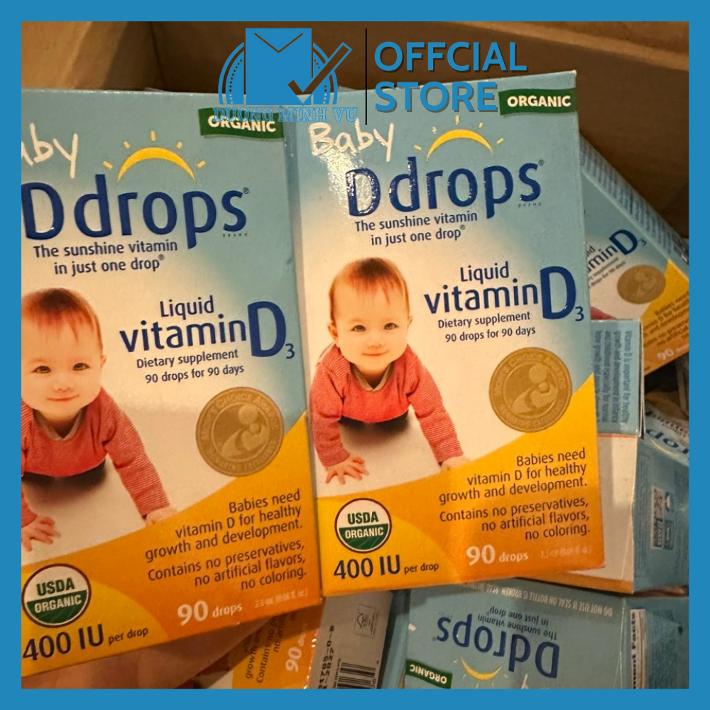 Vitamin D3 Drops Organic - Baby DDrops Bổ Sung Vitamin D Cho Bé 90 Giọt (HÀNG MỸ USA) Date 2027