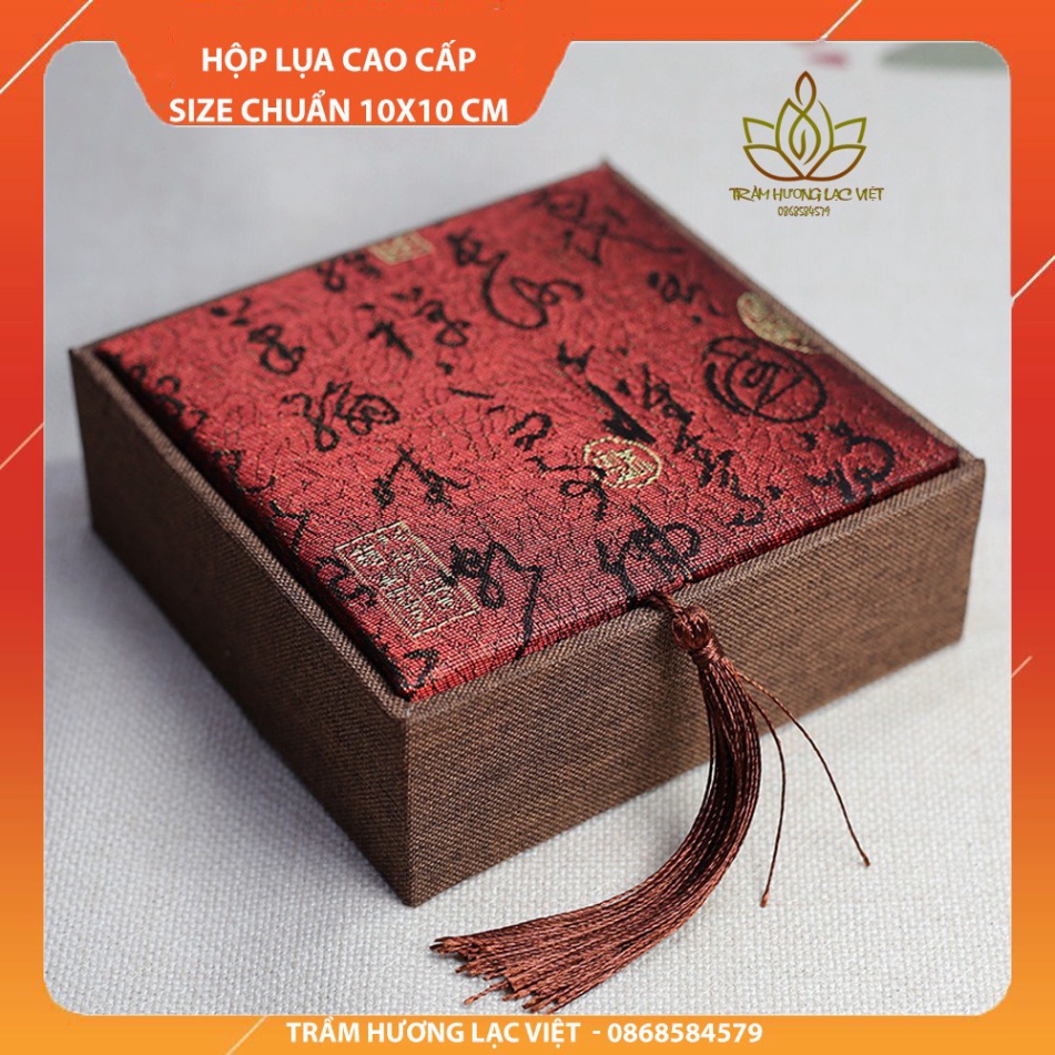 Hộp Gấm Cao Cấp Chuyên Đựng Vòng Tay Trầm Hương Vòng Đá Phong Thủy - Hộp Vuông KT 10x10x5CM