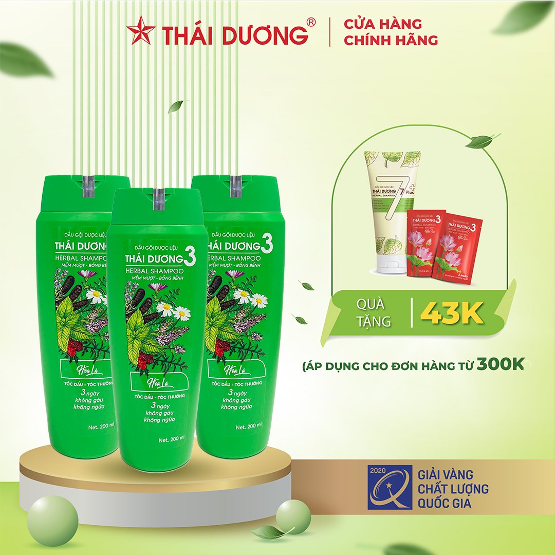 Combo 3 chai dầu gội dược liệu thái dương 3 dung tích 200ml - sao thái dương