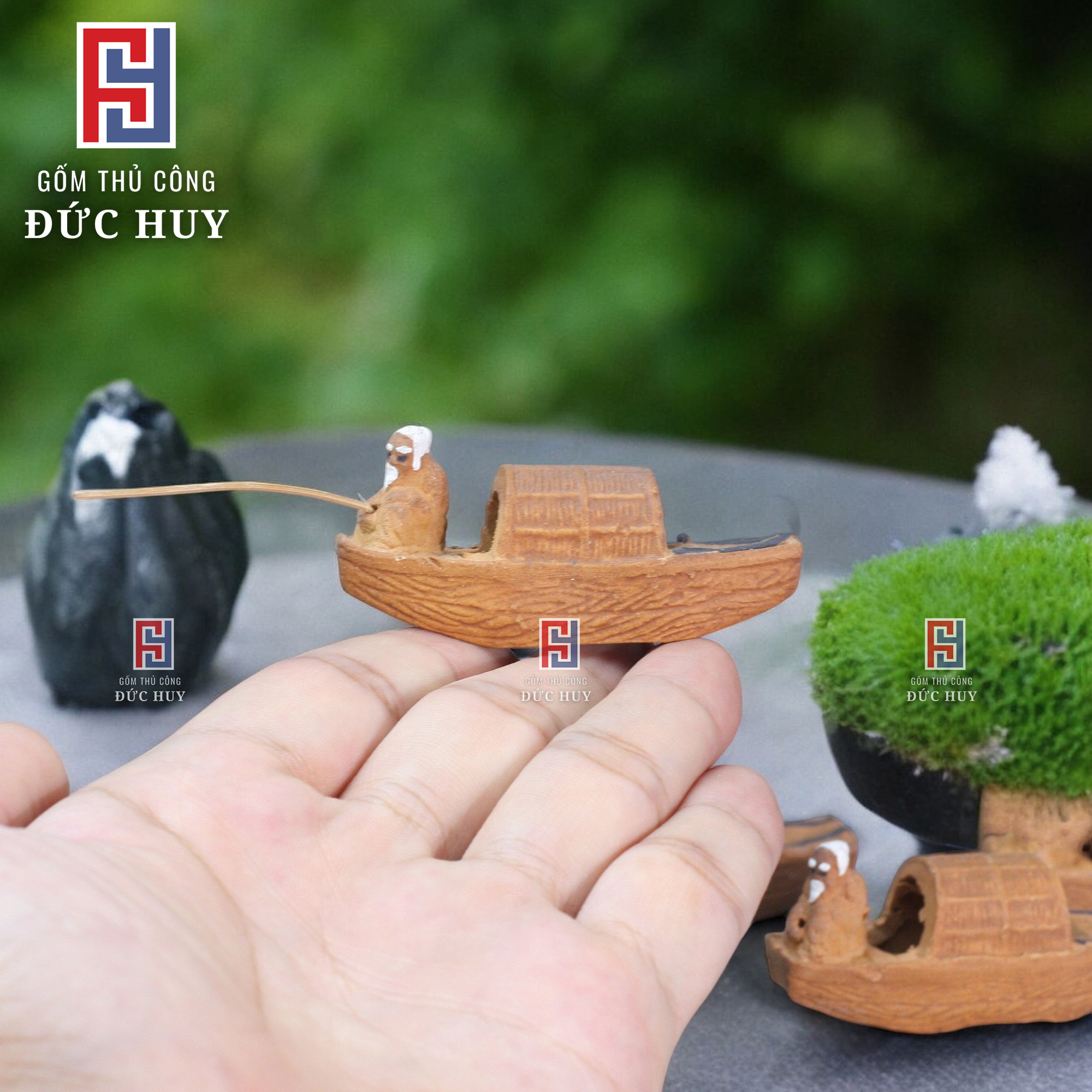 Thuyền Mini bằng gốm 10k / 1 sản phẩm - Trang Trí Hòn Non Bộ - Tiểu Cảnh - Hòn Non Bộ
