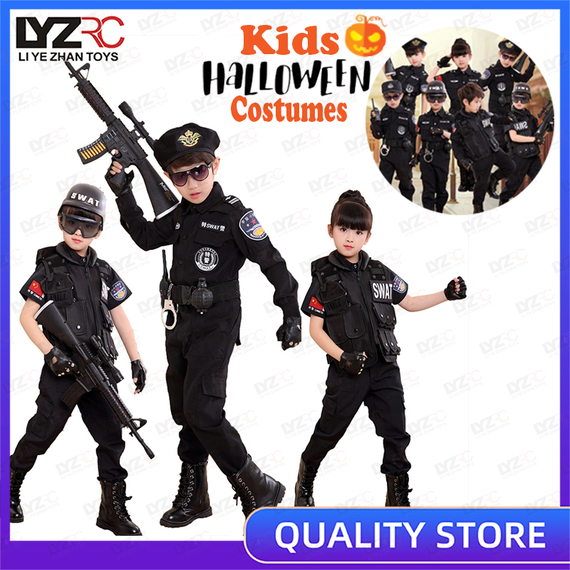 ✉✟ lyzrc bộ quần áo hóa trang cảnh sát quân đội trang phục cảnh sát halloween cho trẻ em đồng phục cảnh sát lễ hội tiệc tùng cho trẻ em 110-160cm