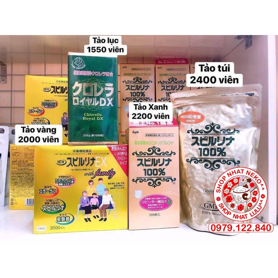 Tảo xoắn Spirulina Nhật dạng túi 2200 2400 viên Nhật bản