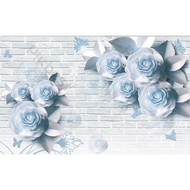 Hoa hồng xanh mang phong cách Châu Âu sang trọng tranh dán tường 3d hiện