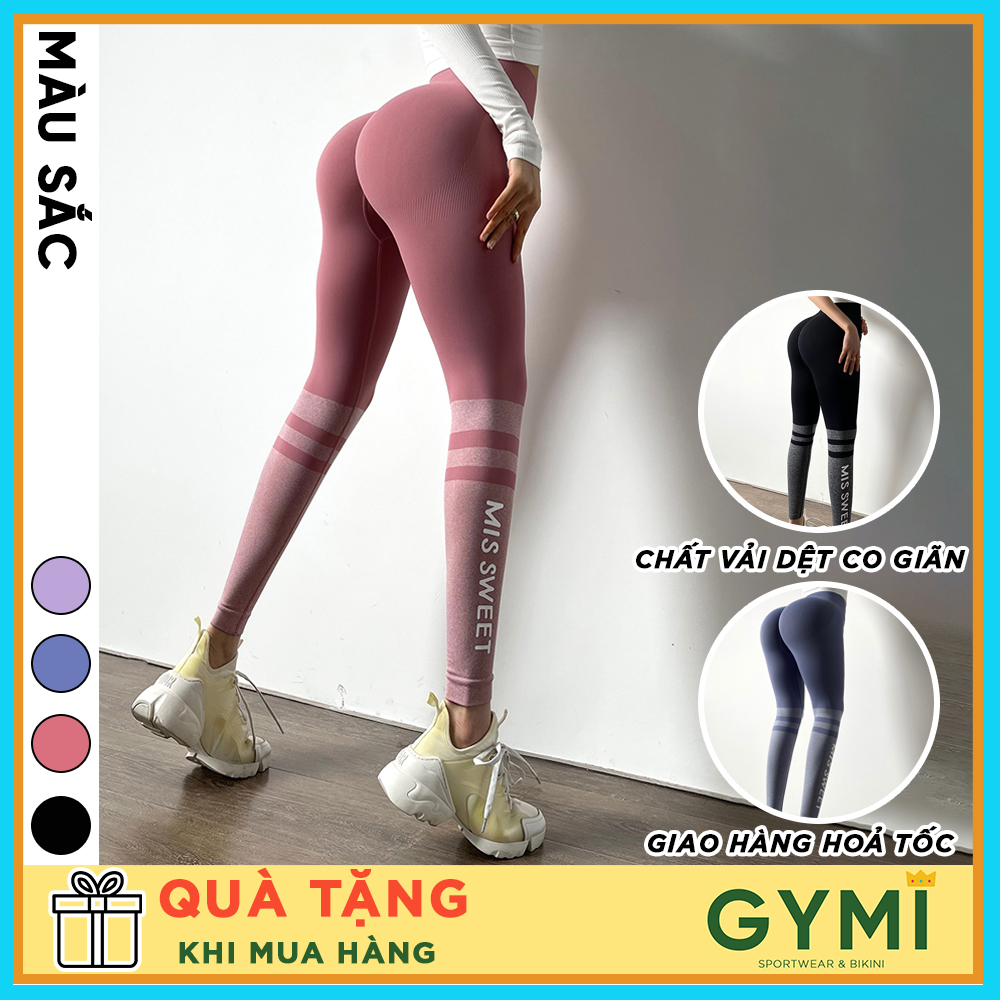 Quần tập Gym Yoga nữ chun mông GYMI QD38 dáng dài legging thể thao chất dệt cao cấp co giãn thấm mồ 