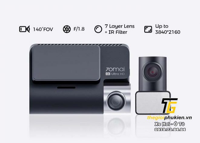 Camera hành trình Xiaomi 70mai A800S Dash Cam 4K – 2 mắt trước sau