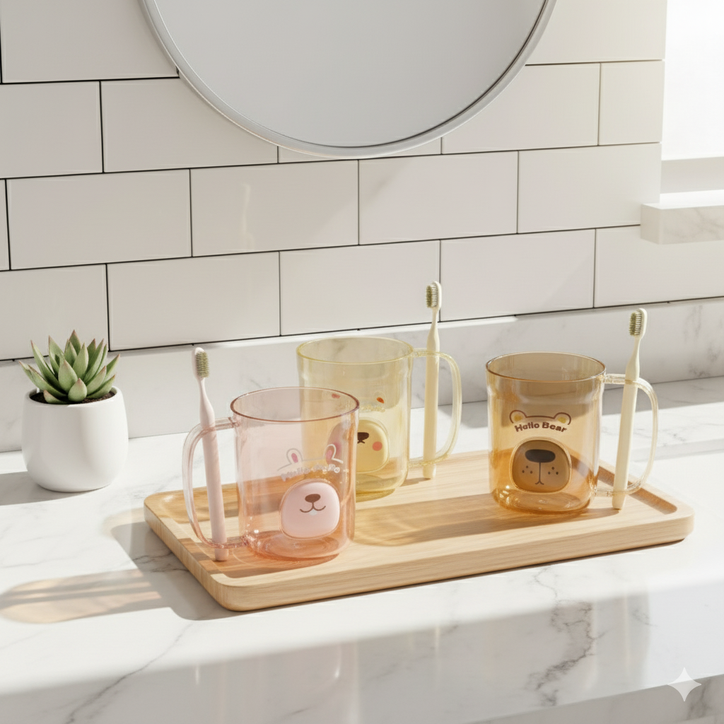 Cốc nhựa đánh răng, súc miệng có khe cắm bàn chải tiện lợi cho gia đình mới nhất 2025