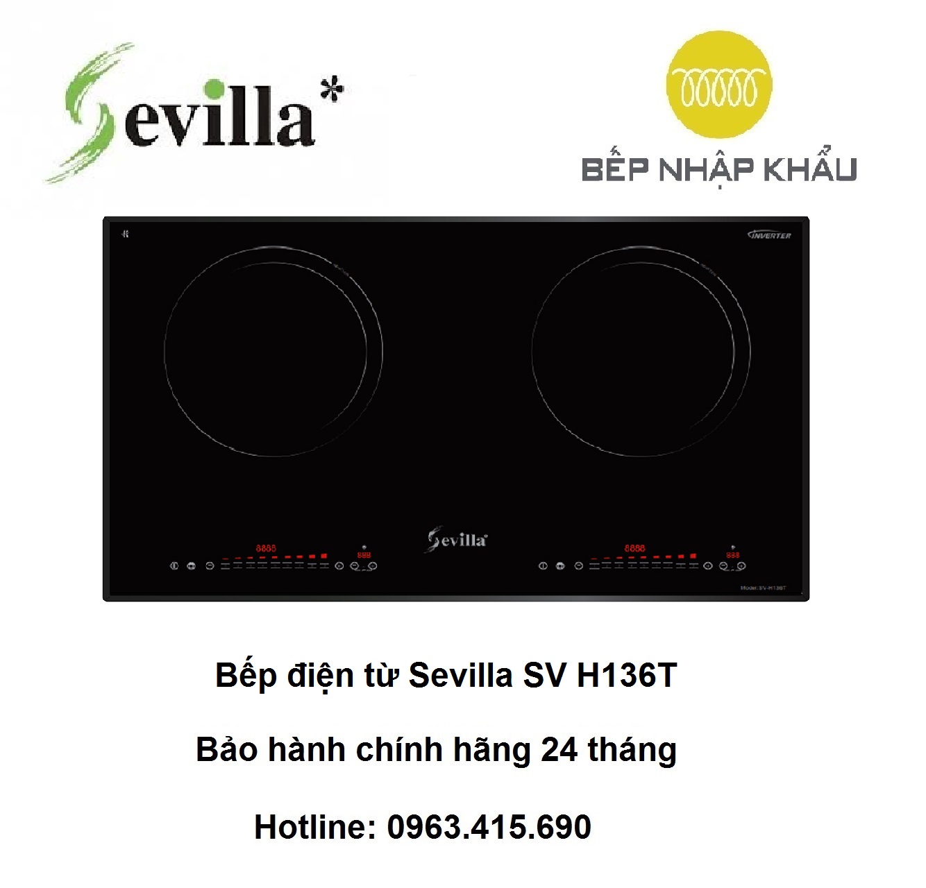 Bếp điện từ Sevilla SV H136T, thiết kế đẹp mắt, tinh tế, nhiều tính năng thông minh, giúp nâng cao hiệu quả nấu nướng, tiết kiệm điện năng
