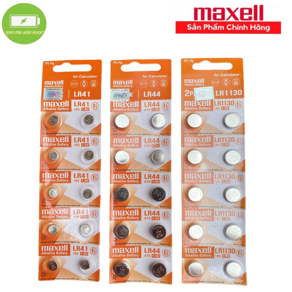 Vỉ 10 viên pin lr41 / lr44 / lr1130 1,5v maxell nhật chính hãng