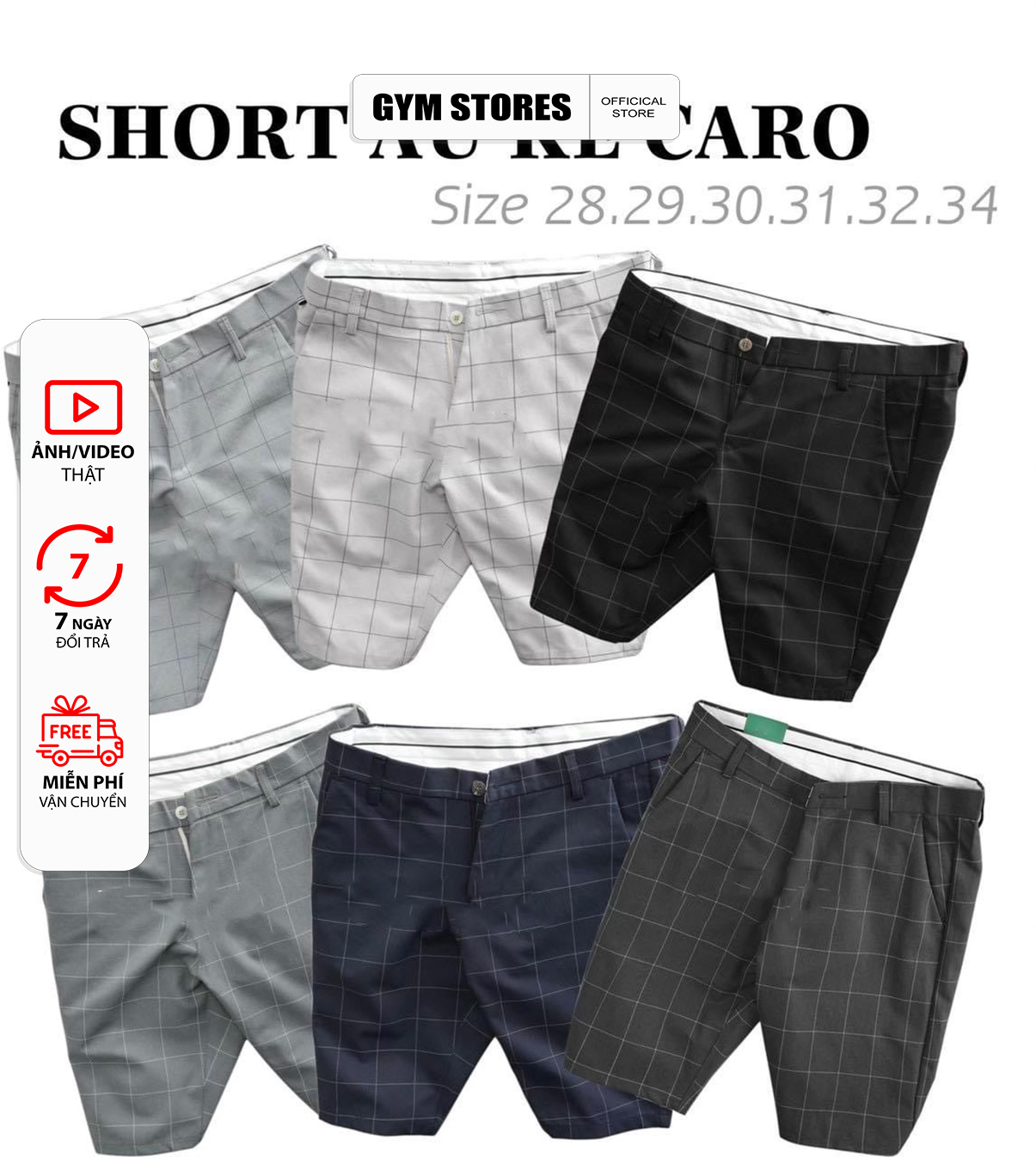QUẦN SHORT TÂY ÂU CARO NAM CO GIÃN 2 CHIỀU GIÁ SĨ TẬN XƯỠNG CR04