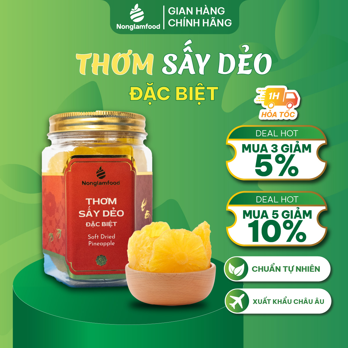 [HẠT MỨT TẾT 2025] Thơm sấy dẻo Nonglamfood hũ 150g | Quà tặng cao cấp Xuân Giáp Thìn cho người thân, bạn bè, doanh nghiệp