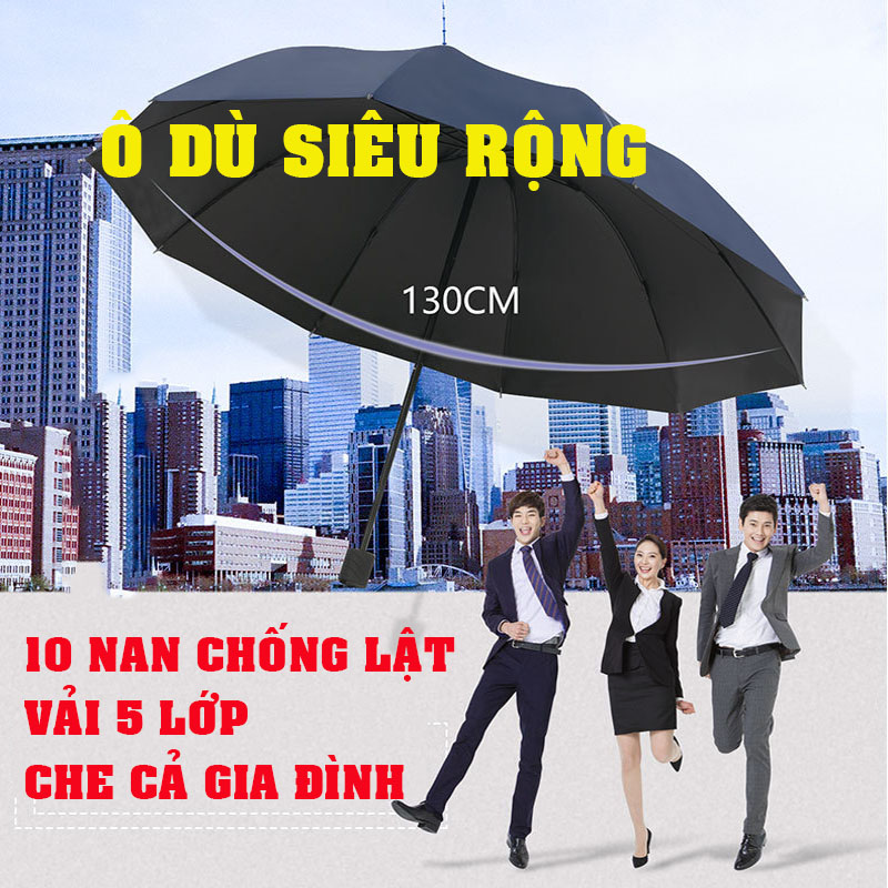 Ô dù cỡ đại khổng lồ 130cm che được 3 người, ô dù gấp gọn, ô dù gấp gọn tự động, ô dù che nắng, ô dù che mưa-poloma