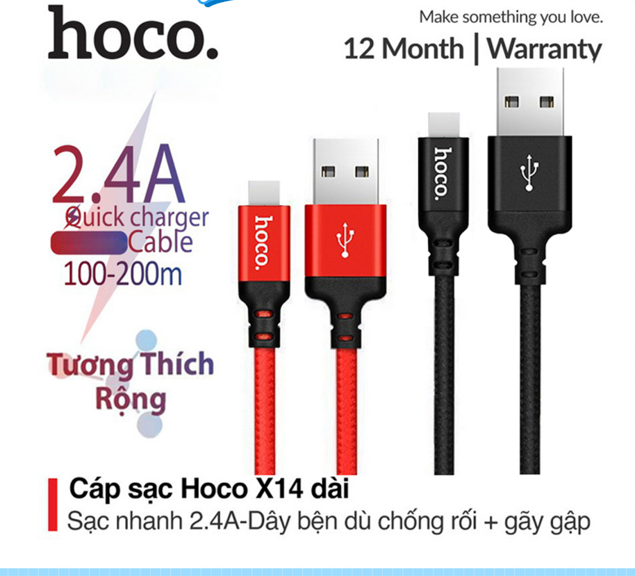 ✅mới✅cáp sạc nhanh siêu bền ip android siêu bền hoco x14 typec/micro usb, truyền dữ liệu dài 1m