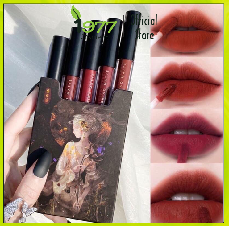 Set Sét 5 cây son kem lì son kem lì lâu trôi, bền màu, mịn môi, lên tone chuẩn - Xuất xứ nội địa Trung, Set son 5 Cây muge leen Siêu Lì, set 5 son kem cổ trang vongee- Hộp 5 son mùi thơm kẹo ngọt, sét 5 son cô gái dành cho học sinh