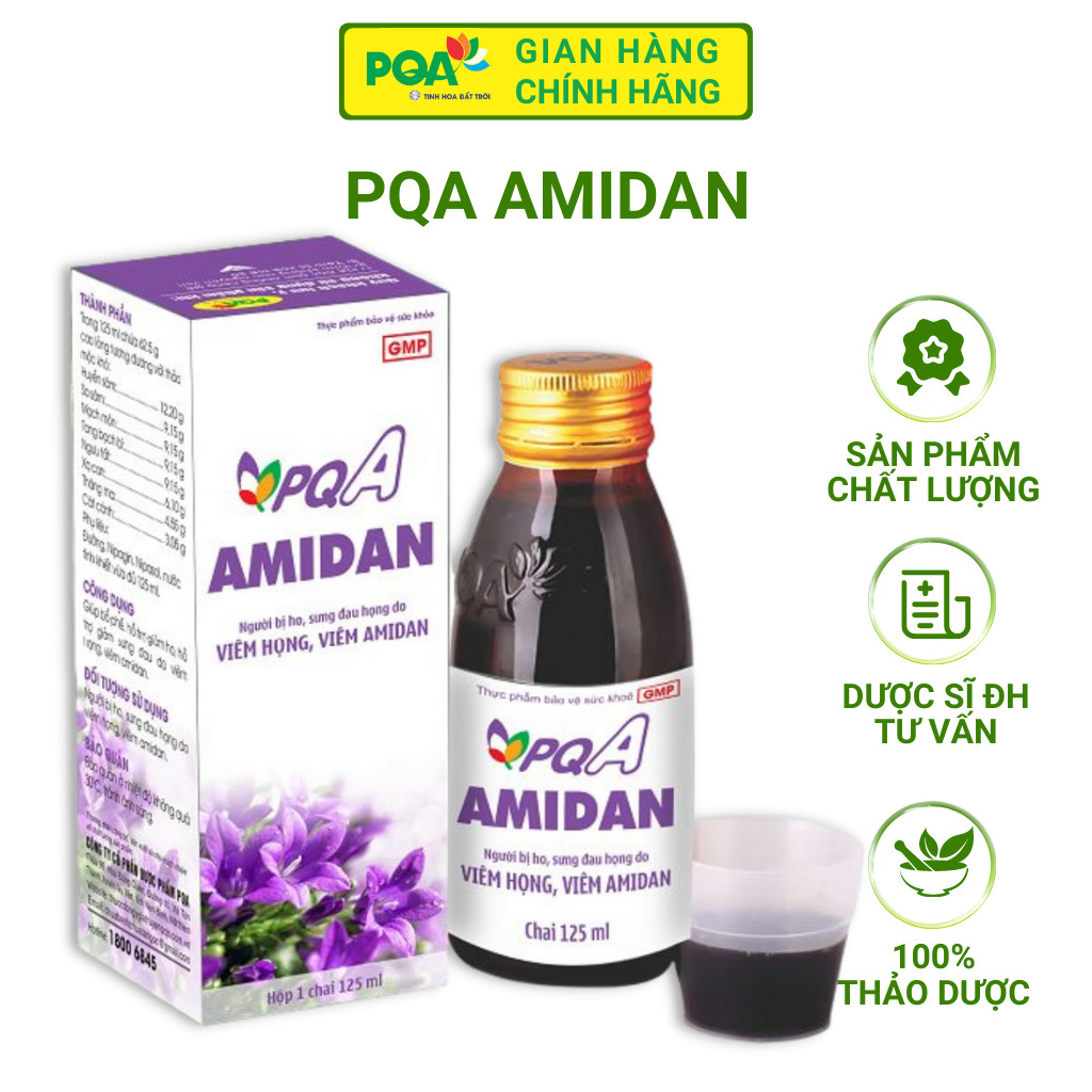 PQA Amidan dùng cho người viêm họng, viêm amidan- hàng chính hãng, chai 125ml