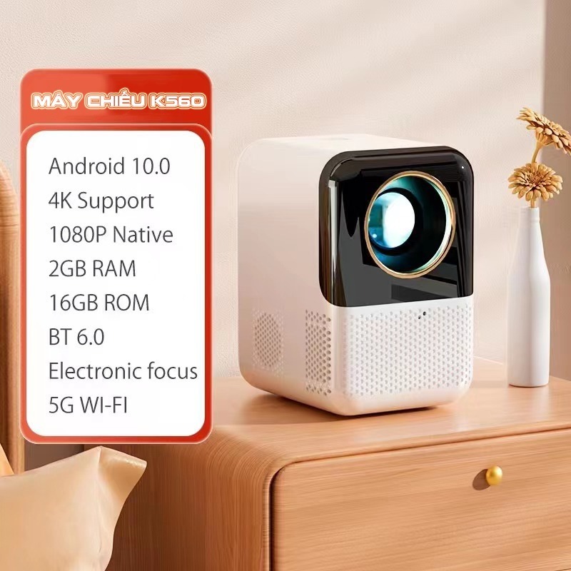 Máy chiếu mini kaw k560 chính hãng, máy chiếu mini tại nhà giá rẻ, full hd 1080, hệ điều hành android, bảo hành 12 tháng