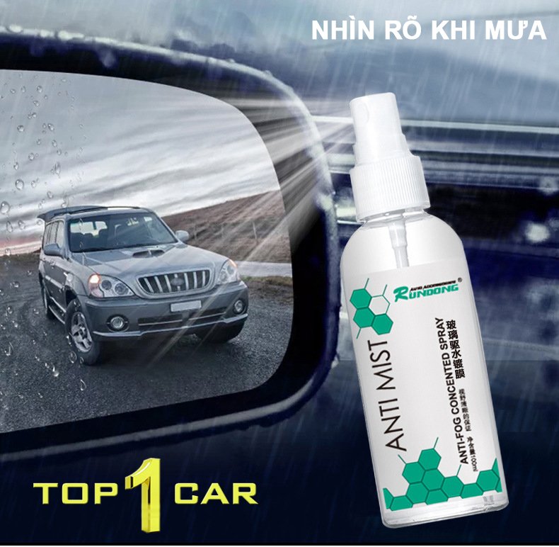 Chai xịt chống bám nước trên kính xe ô tô thương hiệu anti mist - chống hơi sương - tạo hiệu ứng lá sen - dung tích 100ml