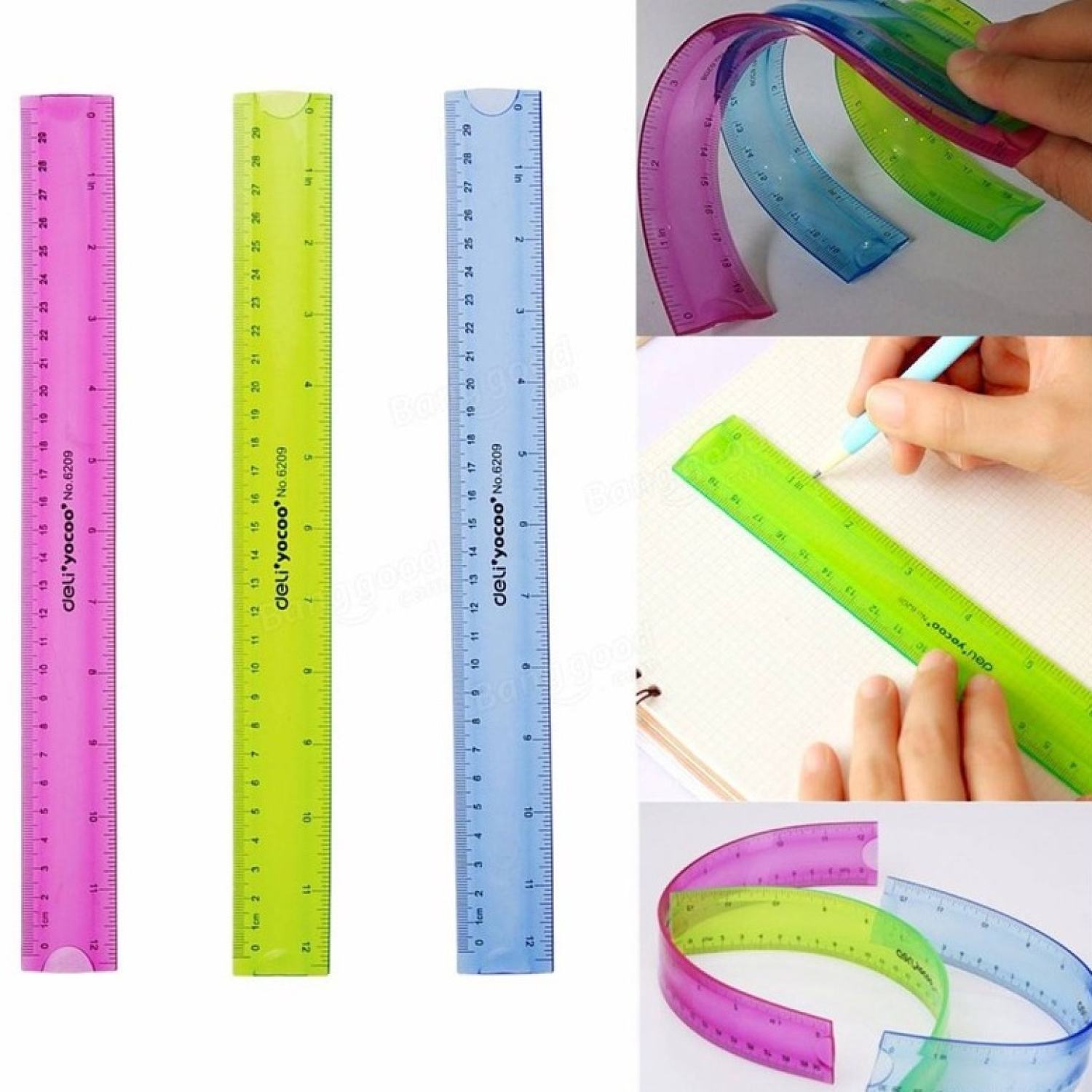 Combo 2 cây thước dẻo Aihao 20cm loại dày tốt