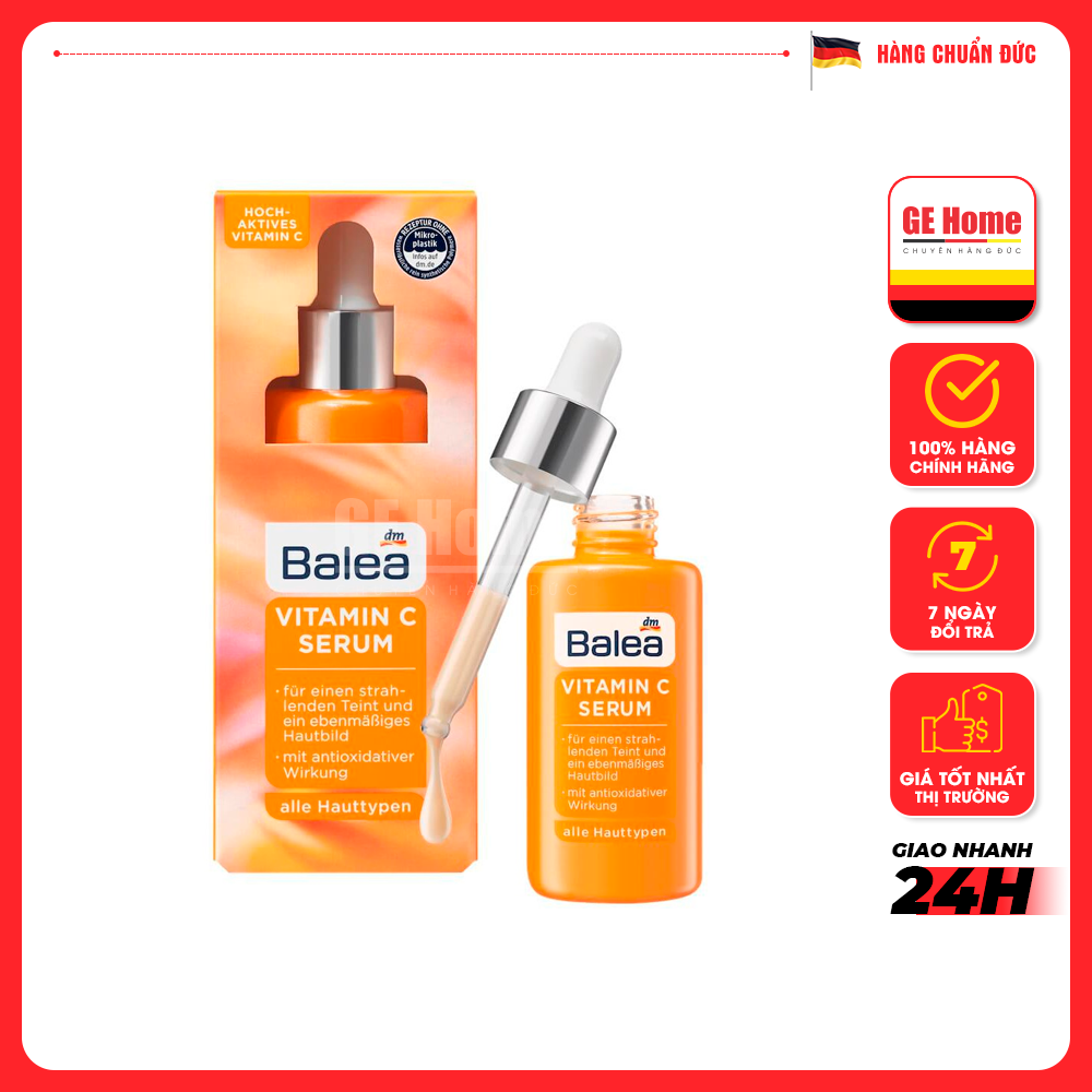 Balea vitamin c serum giúp da trắng sáng, đều màu, 30ml