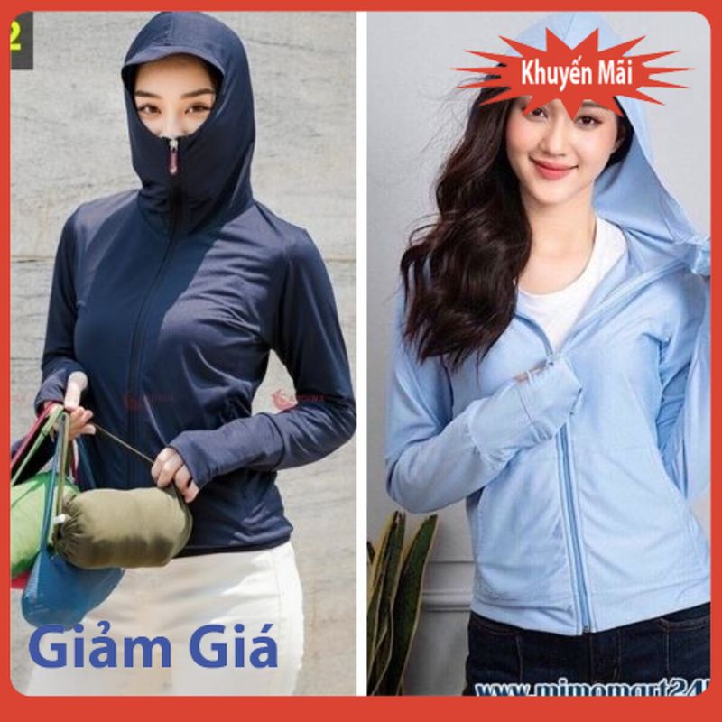 Áo Khoác Chống Nắng Nữ Ngắn Thun Lạnh Uni Giá Rẻ Vải Siêu Mát Che Bàn Tay Xỏ Ngón Có Mũ Rộng Khóa Kéo 4 Túi Chống Tia UV Thời Trang Nhiều Màu Đen -Than Ghi Hồng Xanh Ngọc Xanh Dương Thể Thao Không Nhăn