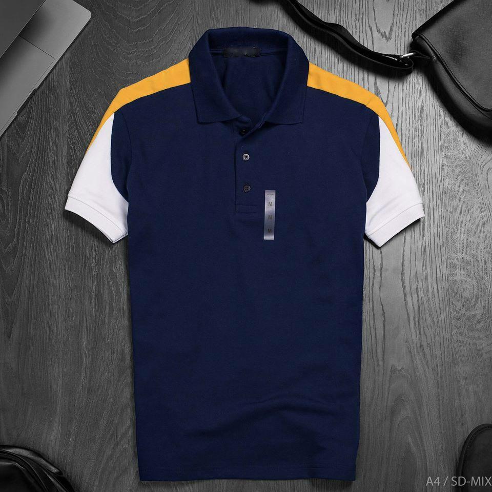 Áo thun nam có cổ phối viền vai mẫu mix9191 thời trang aurora plaza