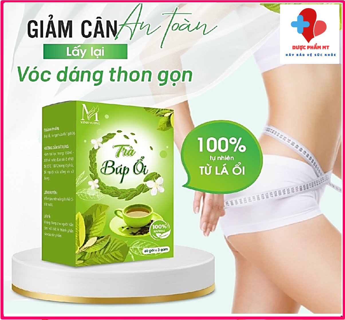 Hộp 60 Túi Trà Túi Lọc Búp Ổi Hỗ Trợ Tan Mỡ, Giảm Cân, Phòng Ngừa Bệnh Tiểu Đường, Tim Mạch ,Thải độc Tốt cho đường tiêu hóa - Dược Phẩm MT