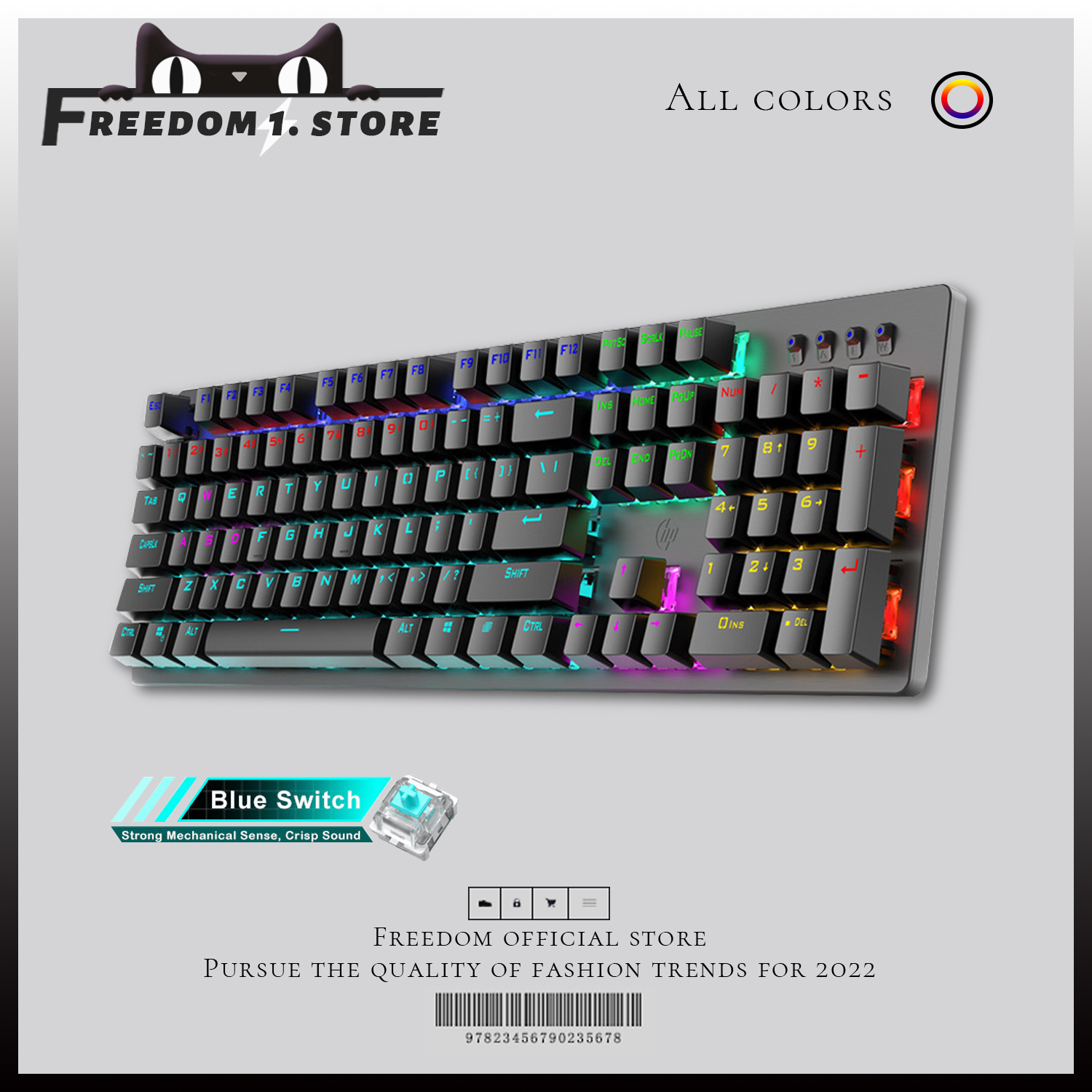 Bàn phím cơ real hp gk100f đèn nền lai bàn phím chơi game 104 phím chống xung đột bàn phím điều chỉnh đèn led cho pc office home bàn phím cơ - bảo hành chính hãng