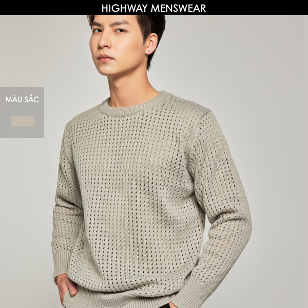 Áo len trơn nam dệt sợi dày dặn Highway Carter
