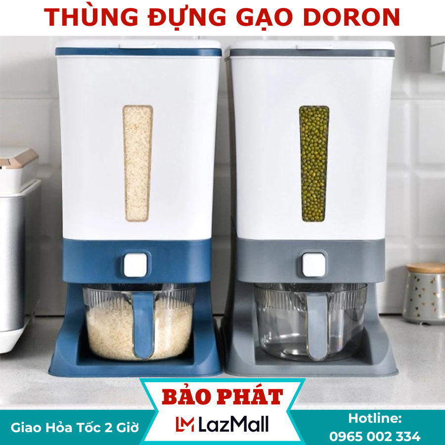 Thùng đựng gạo, thùng đựng gạo thông minh, Dung tích 10kg, thùng gạo nhựa, kháng khuẩn cao cấp chính hãng- Bảo hành 12TH, Miễn phí vận chuyển