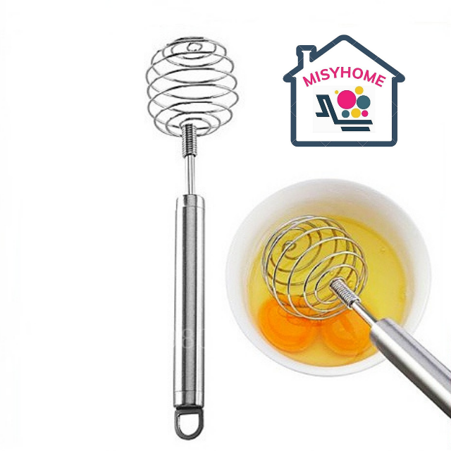 Dụng cụ phới đánh trứng lò xo so inox cầm bằng tay làm bánh quấy trứng