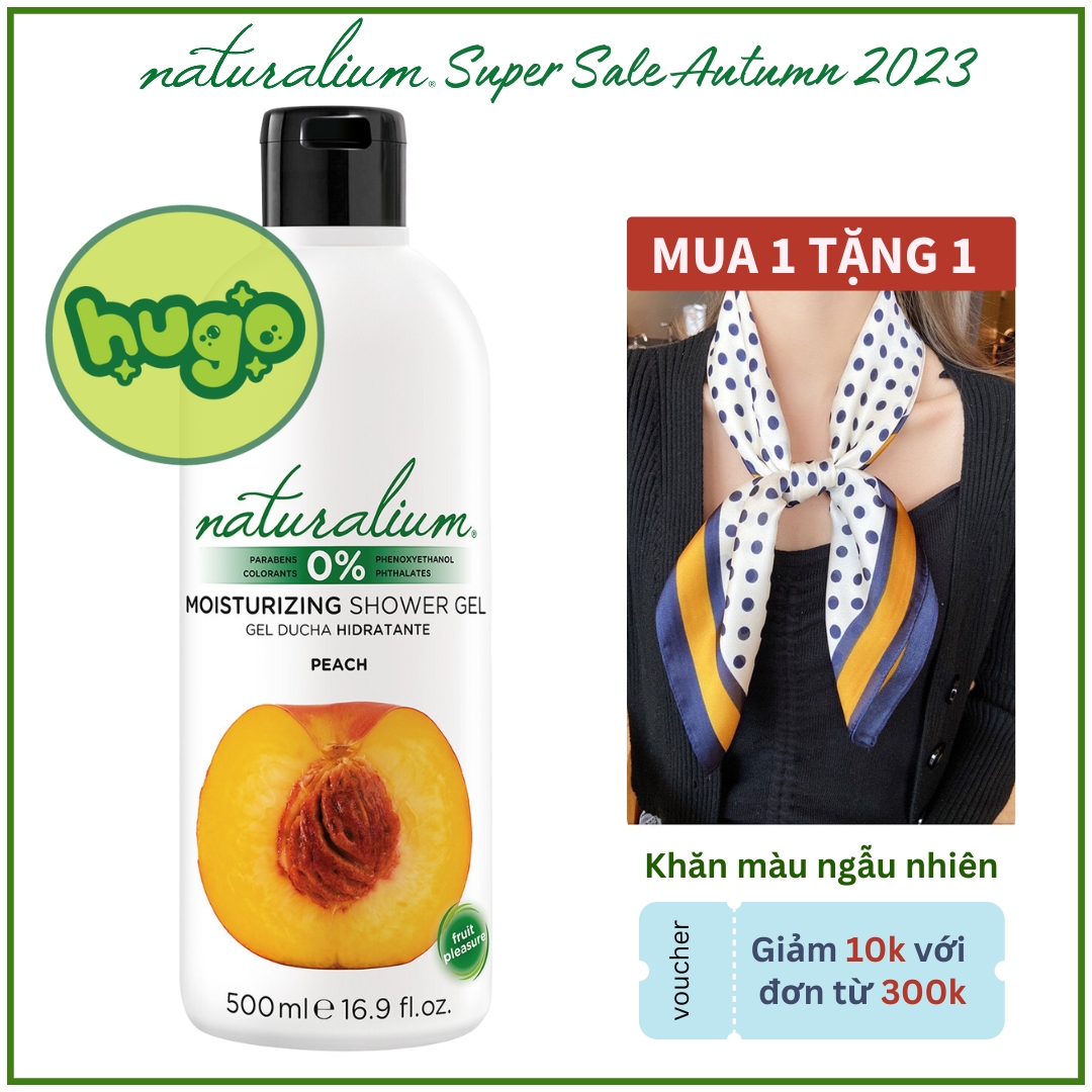 Sữa Tắm Naturalium Thiên Nhiên Hương Đào Làm Sáng Da xuất xứ Tây Ban Nha 500ml Hugo Shop