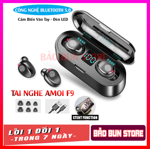 Tai nghe bluetooth không dây amoi f9 phiên bản pro quốc tế kiêm pin sạc dự phòng điện thoại 2000 mah - tai nghe bluetooth mini - tai nghe bluetooth không dây hay hơn i7s, i9s, i11, i12