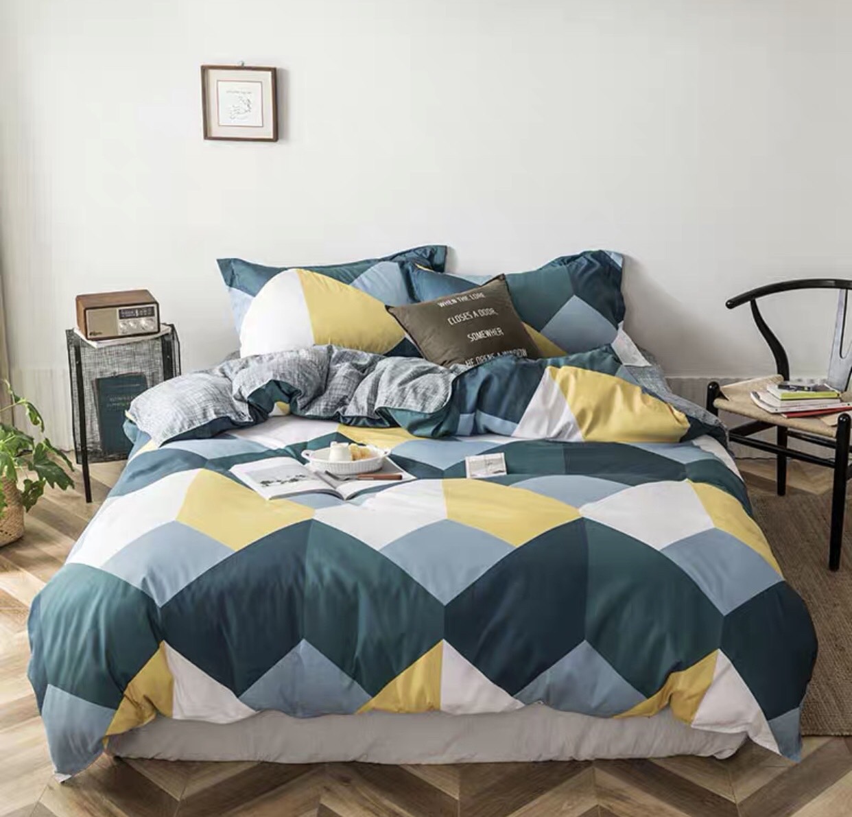 Trọn Bộ 4 Món Cotton Poly Nhập Mẫu ZICZAC XANH  nhiều màu sang chảnh