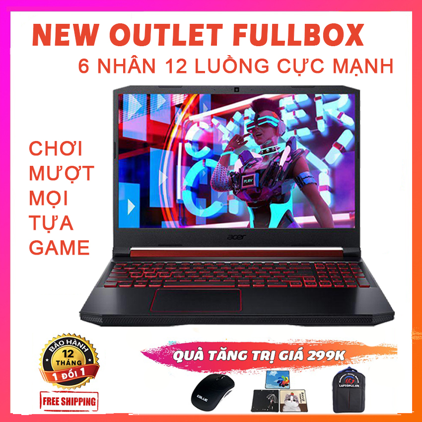 [Trả góp 0%](NEW OUTLET FULL BOX) Laptop Chơi Game Đồ Họa Acer Nitro 5 2019 (AN515-54) i7-9750H RAM 16G SSD 512G VGA Nvidia RTX 2060-6G Màn 15.6 FullHD IPS 144Hz