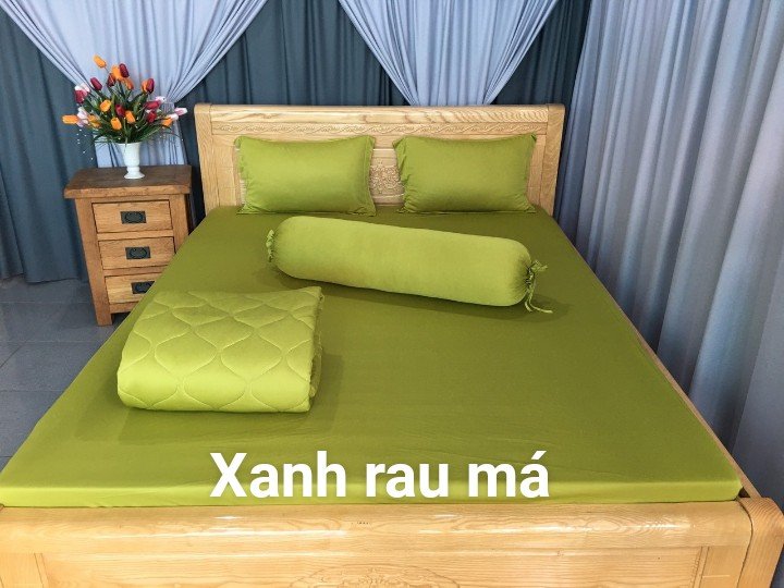 [HCM]Ga - Drap Giường Lẻ Thun Mát Lạnh Lan Pham Bedding - Màu Xanh Rau Má