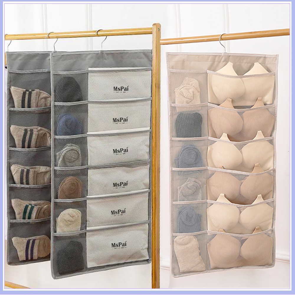 (1 TÚI)Túi treo đồ lót, tất 2 mặt 30 ngăn xếp quần áo gọn gàng tiện lợi-Túi đựng đồ lót, tất nhiều ngăn có móc treo-Túi treo đồ 2 mặt 30 ngăn đựng phụ kiện thời trang, thắt lưng, đồ lót, vật dụng gia đình