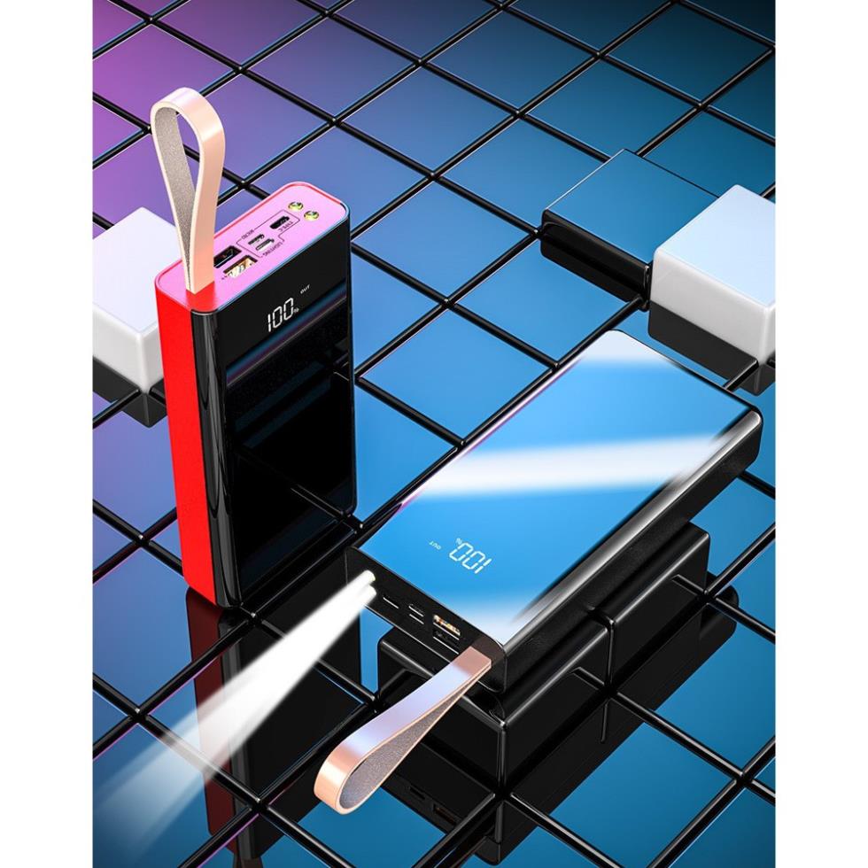 Sạc dự phòng- cục sạc dự phòng - sạc dự phòng 30000mah - có đèn siêu sáng- tặng kèm 2 cáp sạc