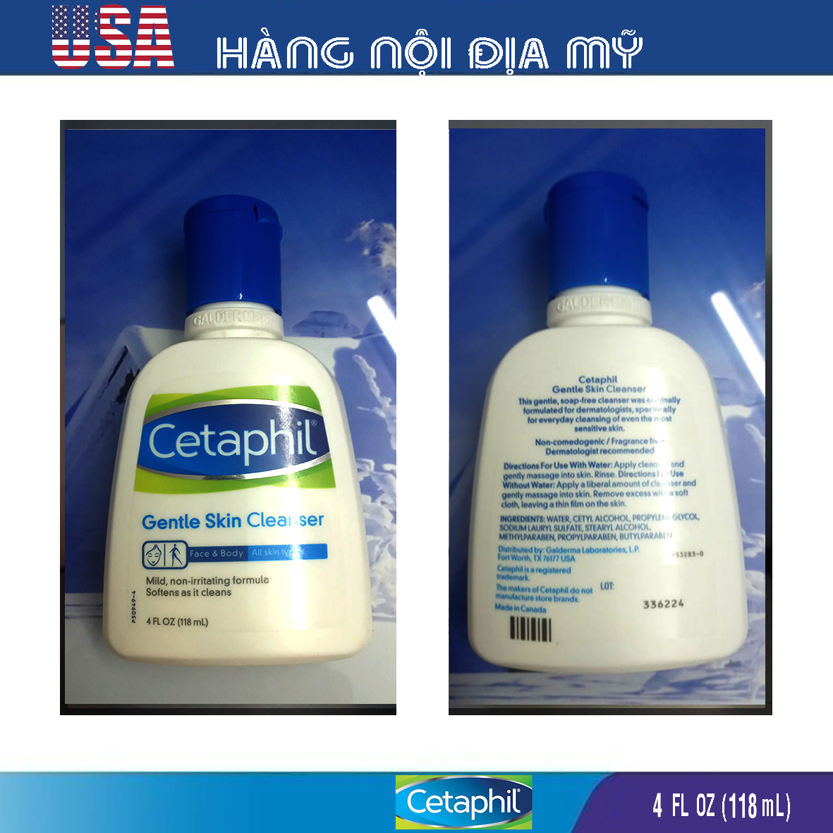 Sữa rửa mặt Cetaphil Gentle Skin Cleanser 118 ml [HÀNG LOẠI 1, CAM KẾT KHÔNG GIẢ, HÀNG NỘI ĐỊA MỸ]