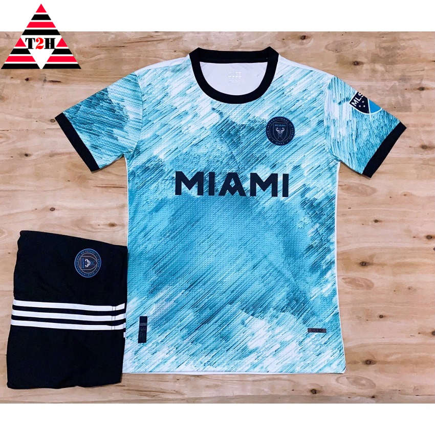 Áo đá bóng, áo đá banh, bộ quần áo bóng, bộ quần áo bóng đá clb miami xanh– thun lạnh cao cấp.