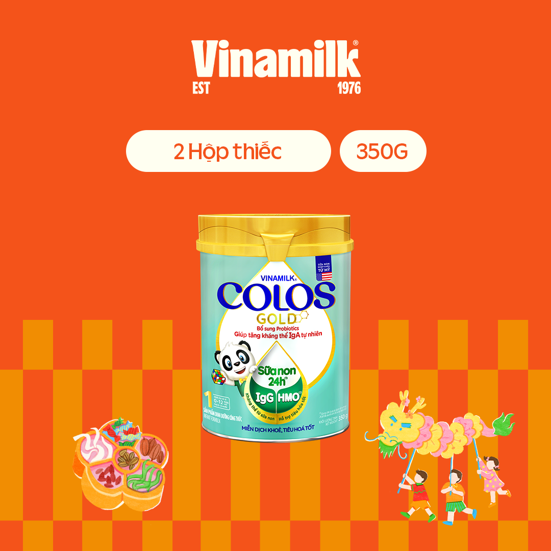 2 hộp sữa non vinamilk colosgold 2 hộp 350g - miễn dịch khỏe, bé lớn nhanh