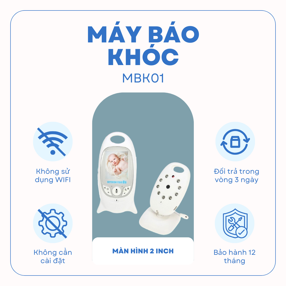 Máy báo khóc trẻ em Baby monitor không dây- camera giám sát bé yêu, siêu bền gọn, dễ sử dụng