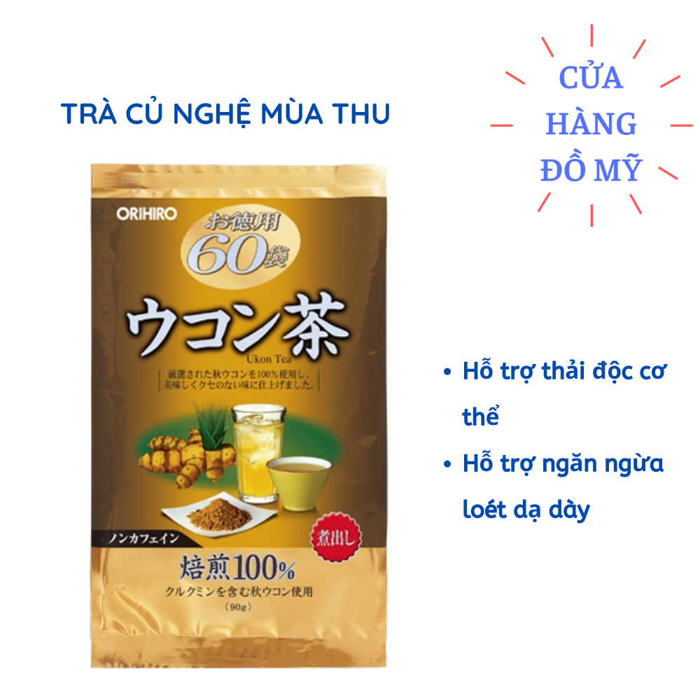 Trà nghệ mùa thu Orihiro túi 60 túi lọc - Trà củ nghệ Ukon tea Orihiro 90g - Shop Hong1008