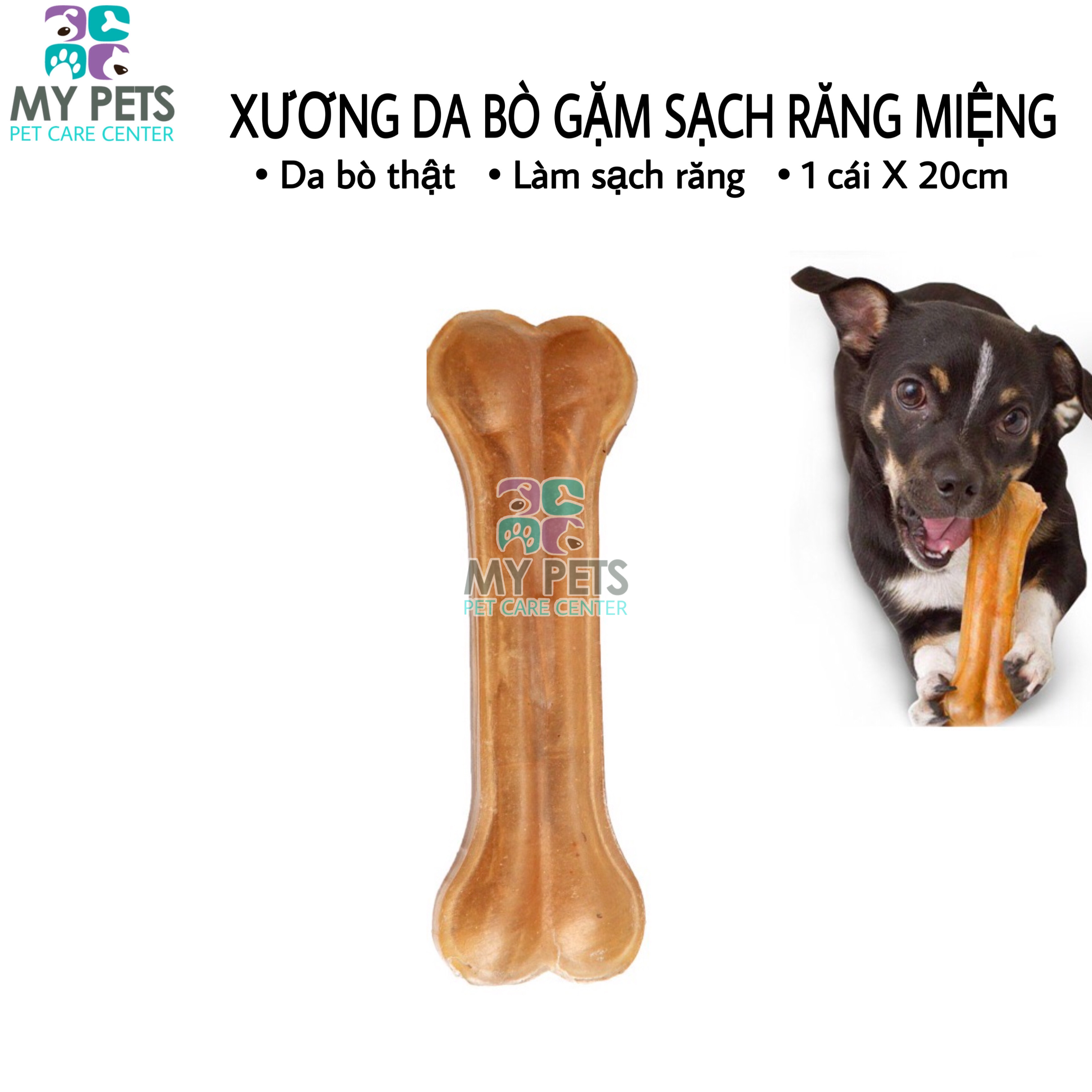 Xương da bò cao cấp dành cho chó gặm sạch răng khử mùi hôi miệng - 1 chiếc 20cm