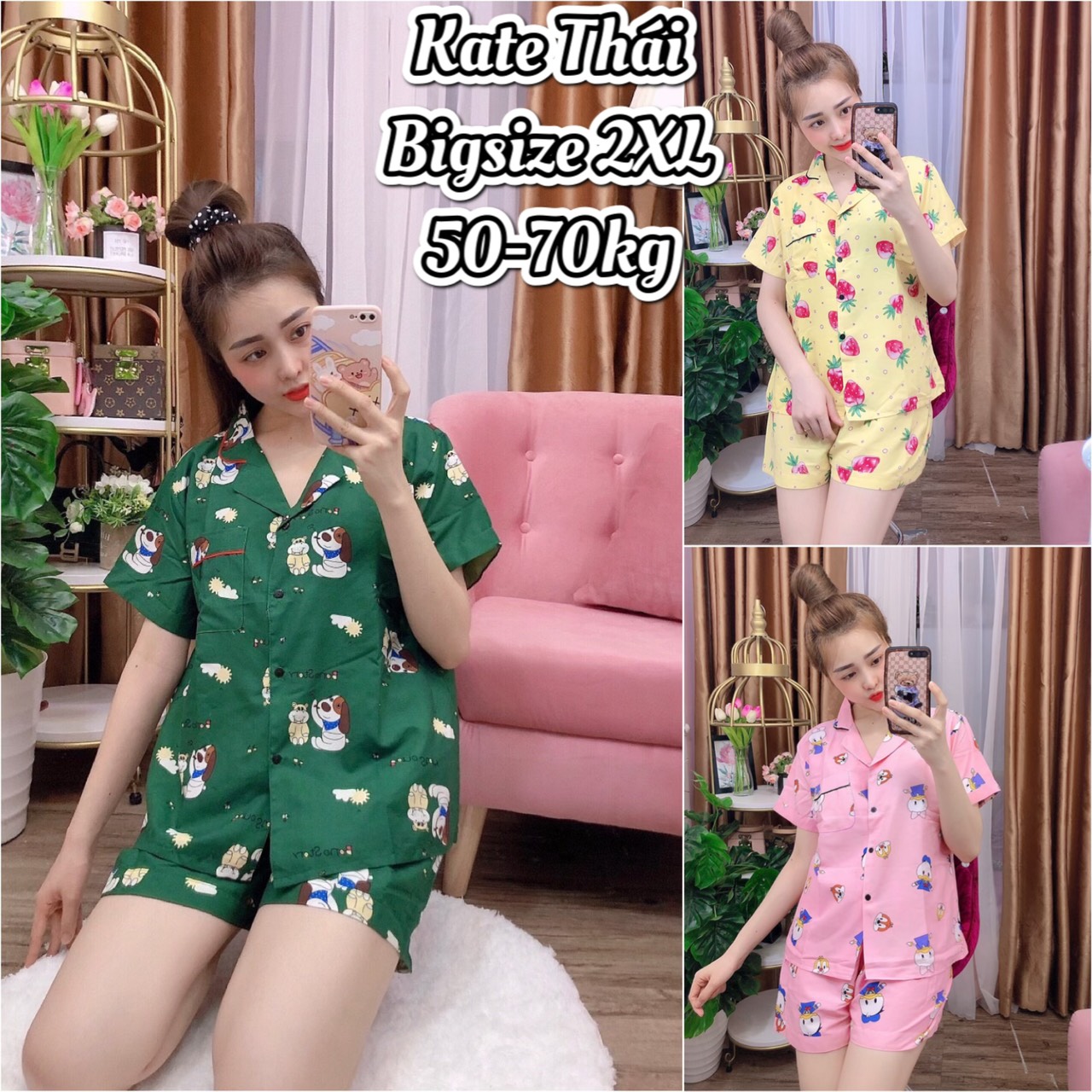 Đồ bộ Pijama Bigsize Kate Thái cao cấp - Bộ Đùi