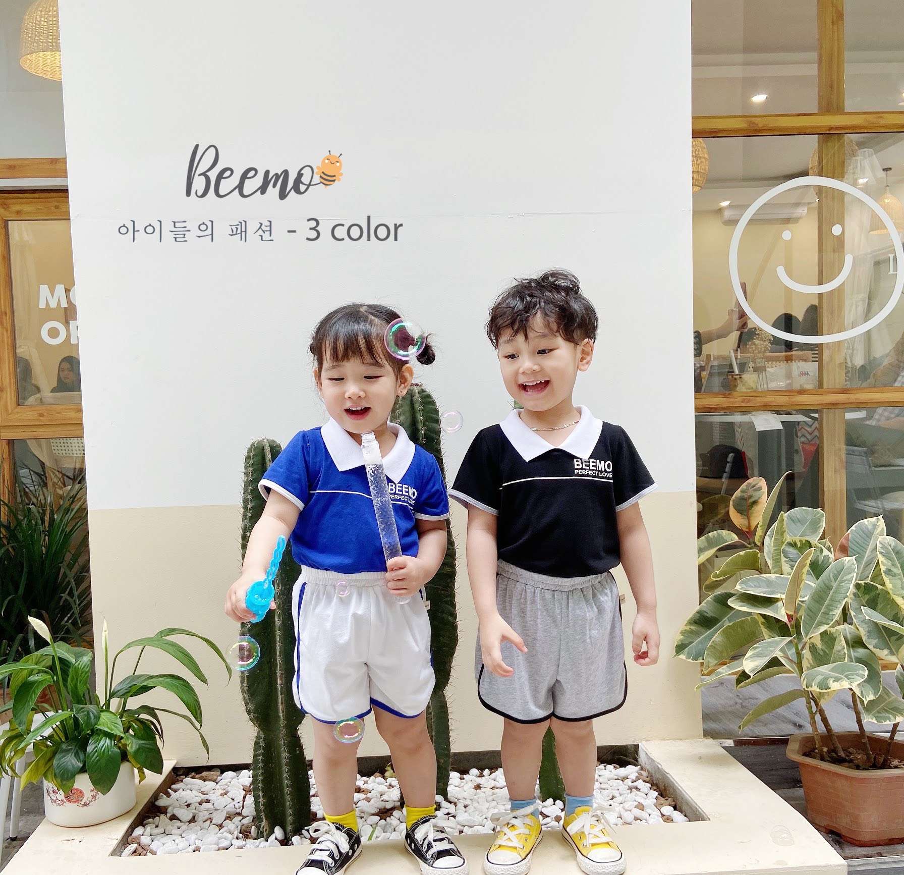 Set trang phục cotton bé trai/bé gái cổ Polo khỏe khoắn Beemo - 20B116