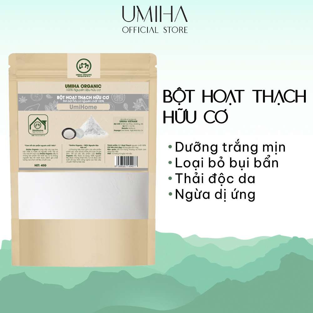 Bột Hoạt Thạch đắp mặt nạ hữu cơ UMIHOME nguyên chất 40g | Talc powder 100% Organic