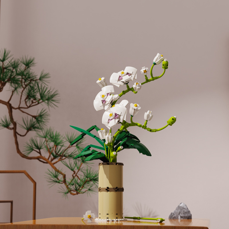 Đồ chơi lắp ráp hoa mô hình bình hoa Lan Hồ Điệp