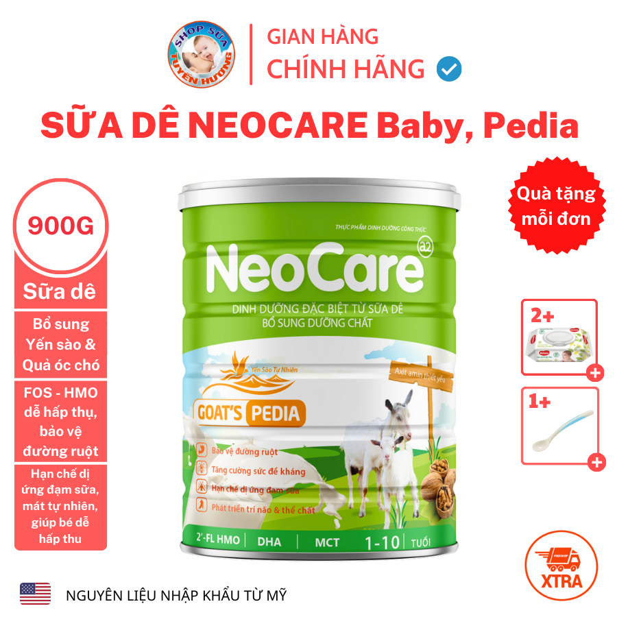 [Chính Hãng] Sữa Dê NEOCARE Baby, Pedia hộp 900G hạn chế dị ứng đạm sữa bò cho bé - sữa neocare cho 