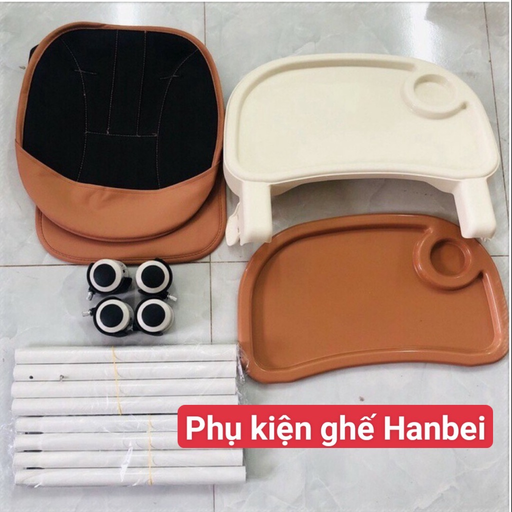 Phụ kiện ghế ăn dặm hanbei, mặt bàn, chân sắt, bánh xe...