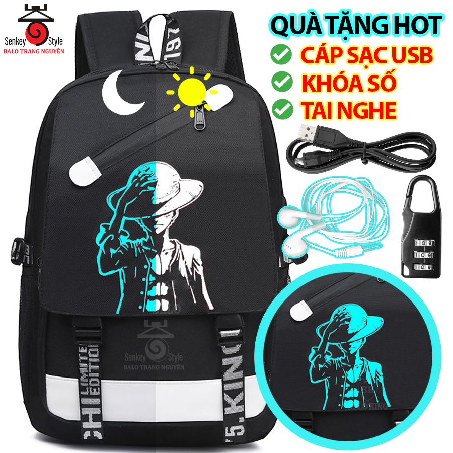 Balo Trạng Nguyên Senkey Style, Balo nam nữ đi học dạ quang phát sáng hình Luffy Cool Ngầu Cặp học sinh đi học HOT 2022